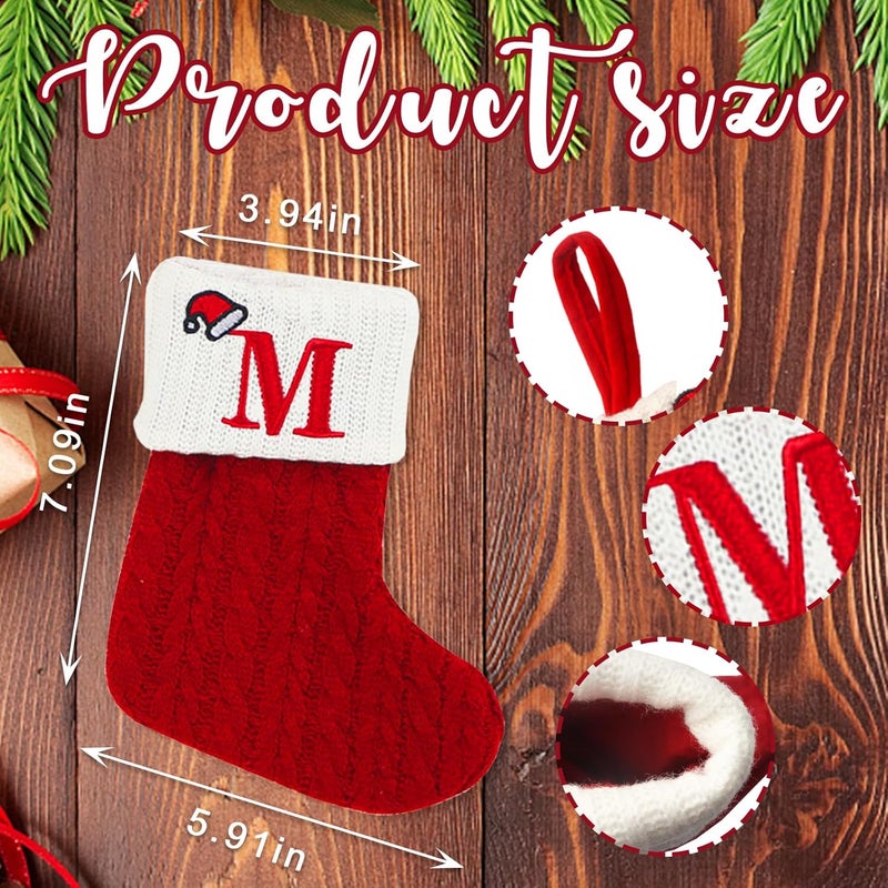 Heureppy Christmas Stockings Small Xmas English Letters Hanging Stockings Christmas Socks Double Sided Fireplace Hanging Stockings for Christmas Party Decoration New Year Party Gift Favors Supplies (Letter M) - Image 1